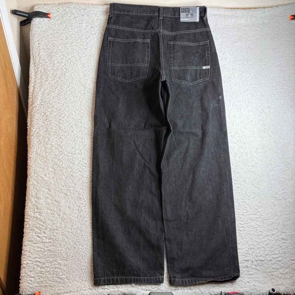 Southpole Y2K Mens Baggy Fit Black Denim Jeans 36x32 (34x32) Skater Wide Leg